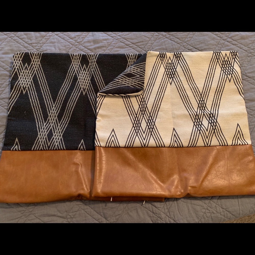 Throw pillow covers with beautiful leather detail